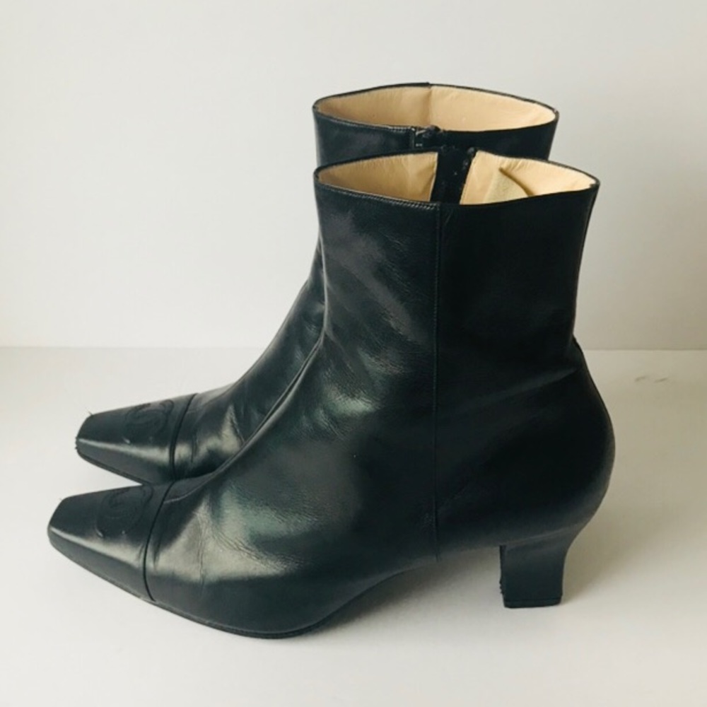 Chanel Black Ankle Boots Size 41 - Picture 3 of 7